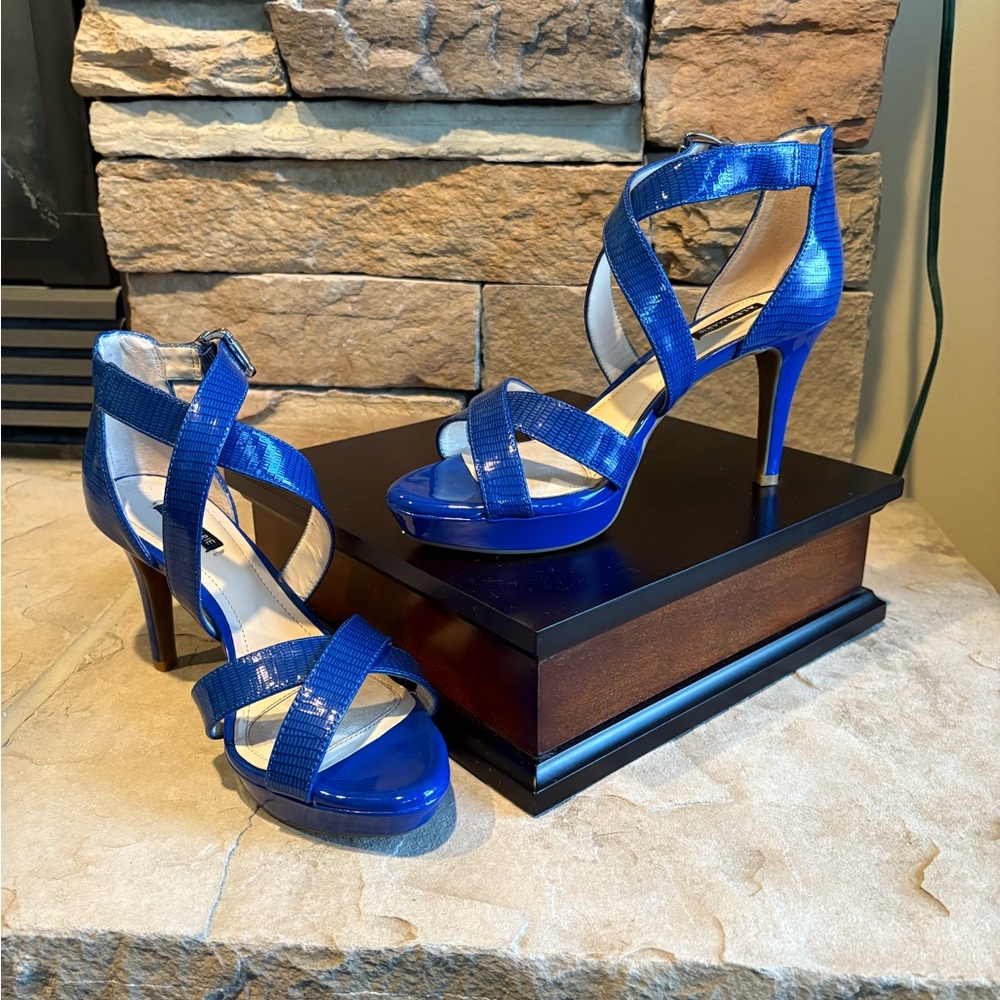 Alex Marie Shimmering Blue Strappy Heels